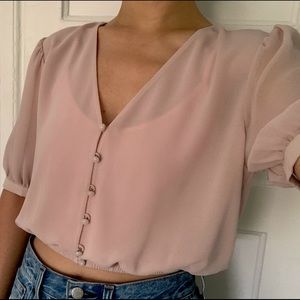 Aritzia / Wilfred Blush Crop Blouse